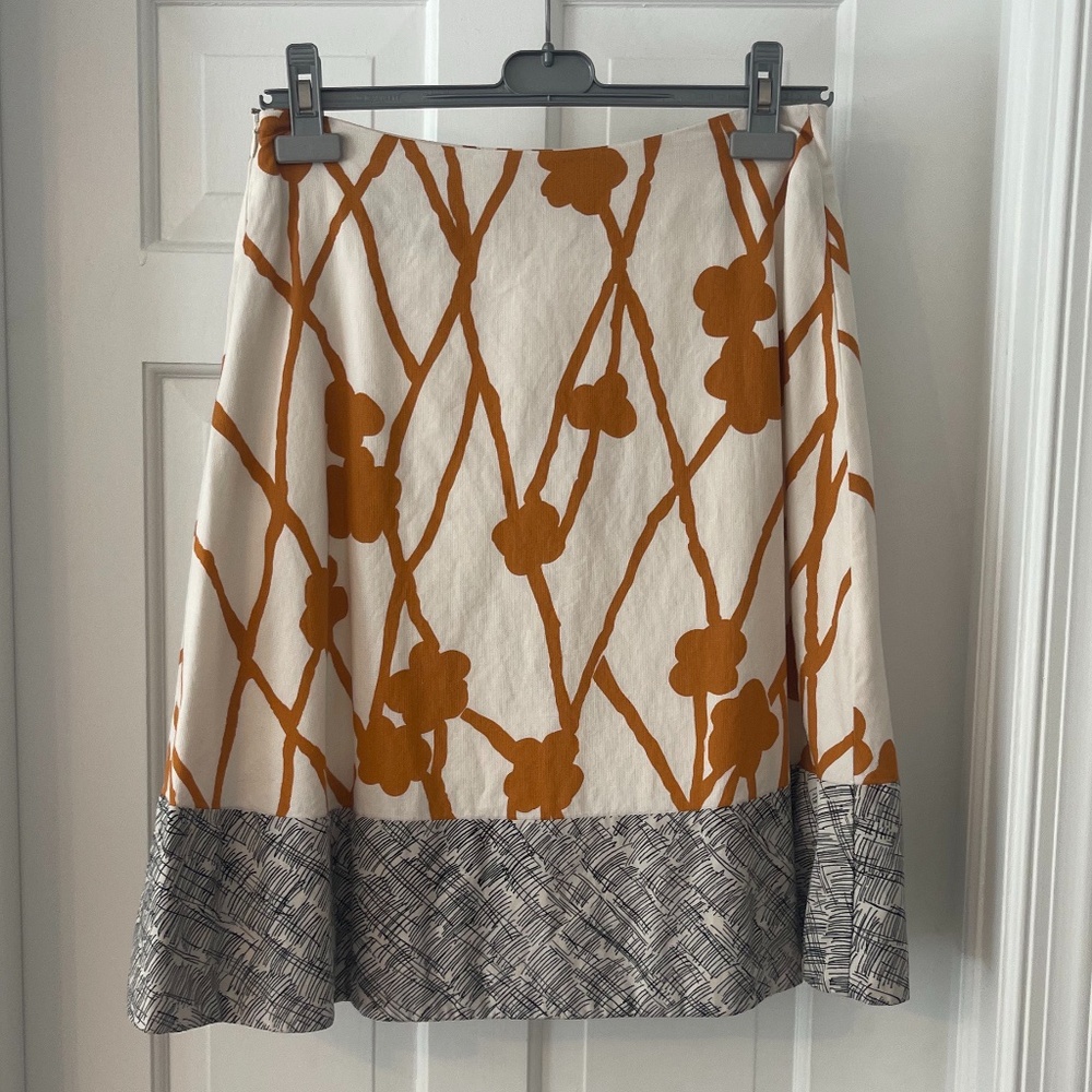 MAEVE for Anthropologie Copper and Black, Patterned Skirt in Cotton - Size 2
